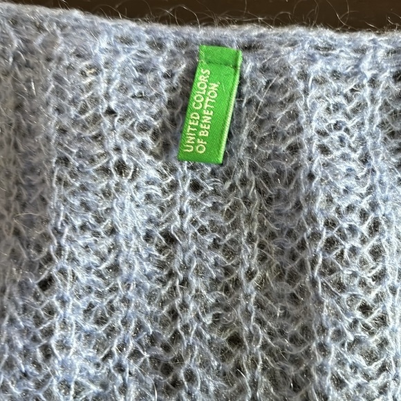 UNITED COLORS OF BENETTON sky blue super soft mohair blend cardigan size L - Picture 4 of 13